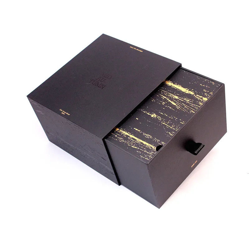 Black Luxury Paper Gift Box Packaging For Cosmetic Lotion Bottles With Foam
