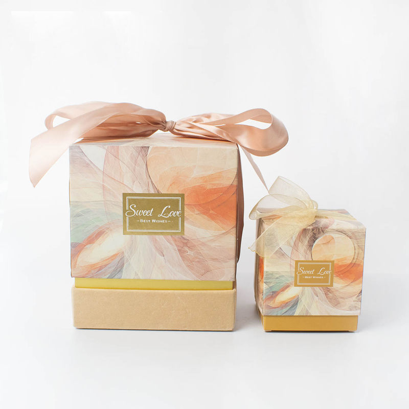 Handmade Small Wedding Jewelry Packaging Box With Pink Ribbon