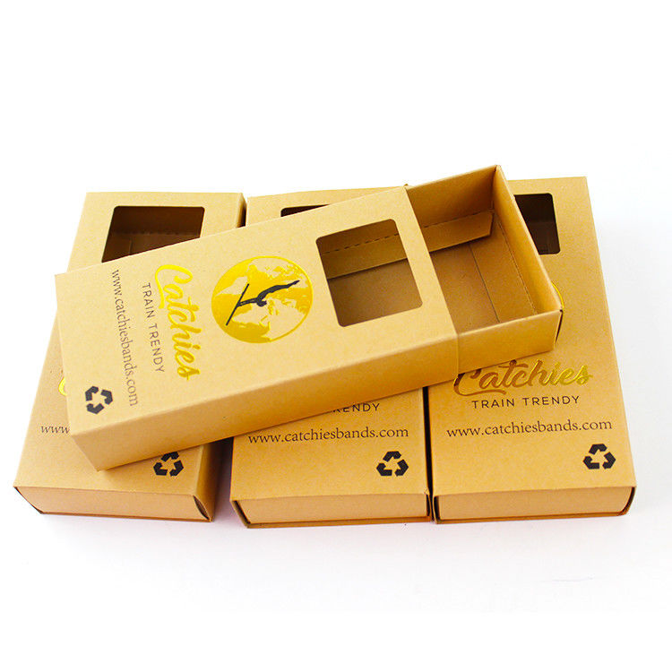 Ecological Square Sliding Kraft Packaging Box With Windows