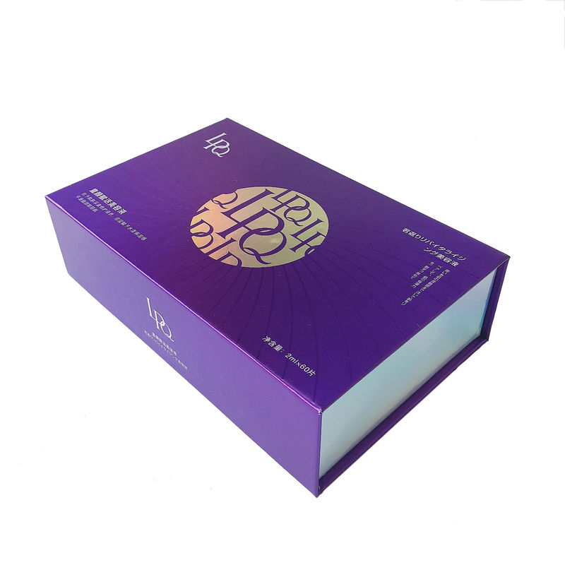 Custom Cardboard Purple Magnetic Gift Box For Mask Skincare Bottles