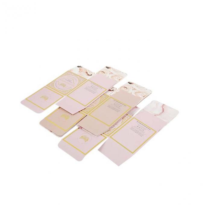 Pink Paper Tuck End Folding Carton Box Double Side Printed Golden Foil Stamping 1