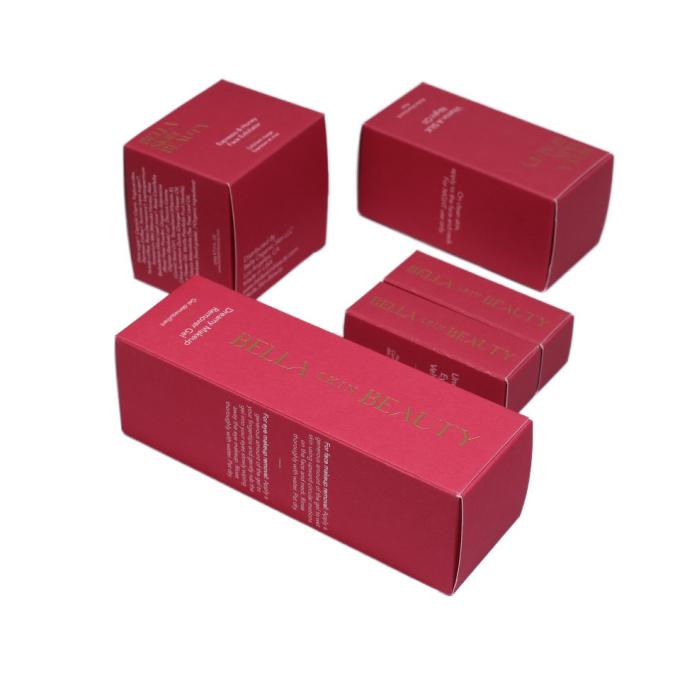 Custom Logo Printed Packaging Skincare Boxes With Solid Red Texture Paper 2