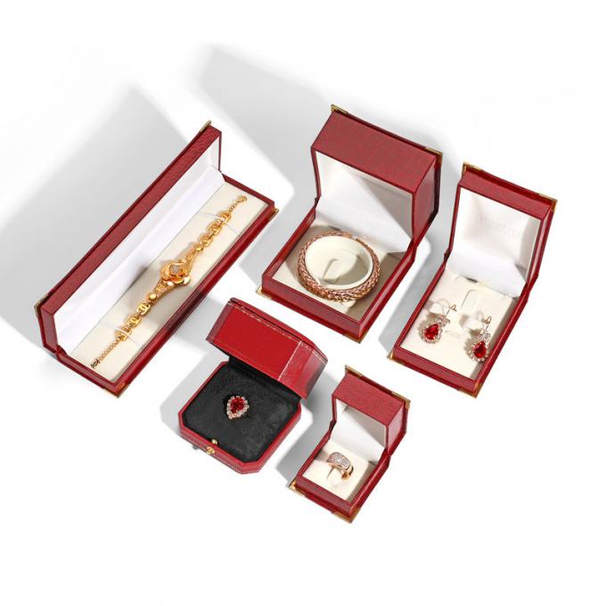 Unique Jewelry Bracelet Earring Box With Red Crocodile Texture Leather 1