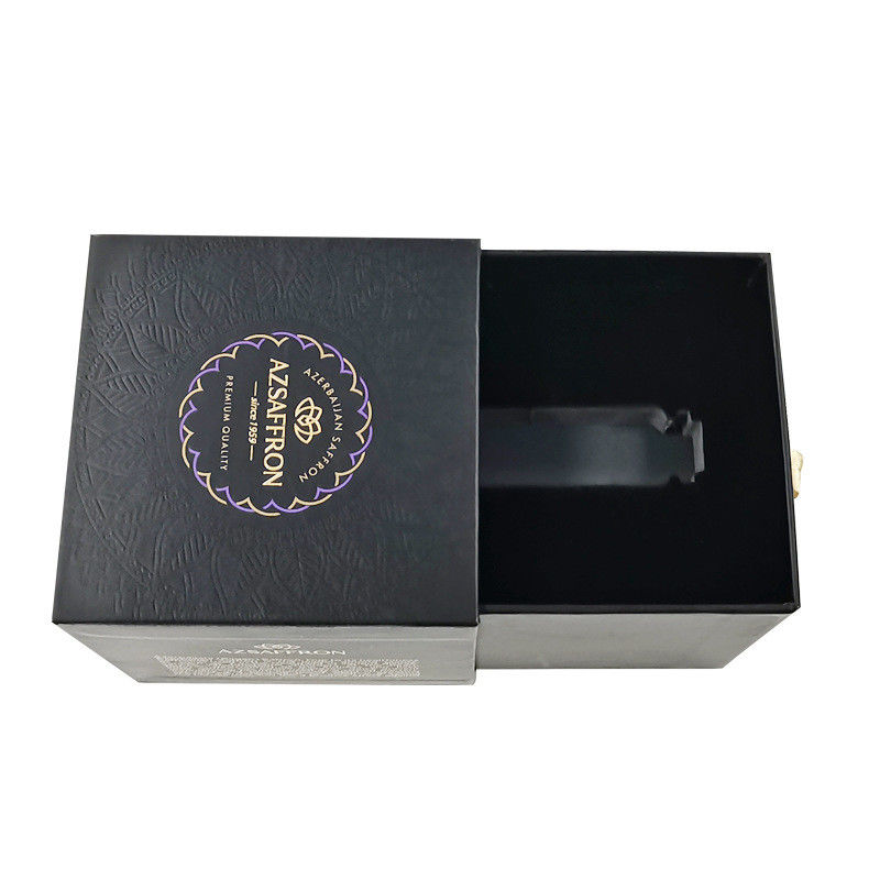 Creative Black Scented Rigid Candle Boxes With Golden Paper Custom Printing