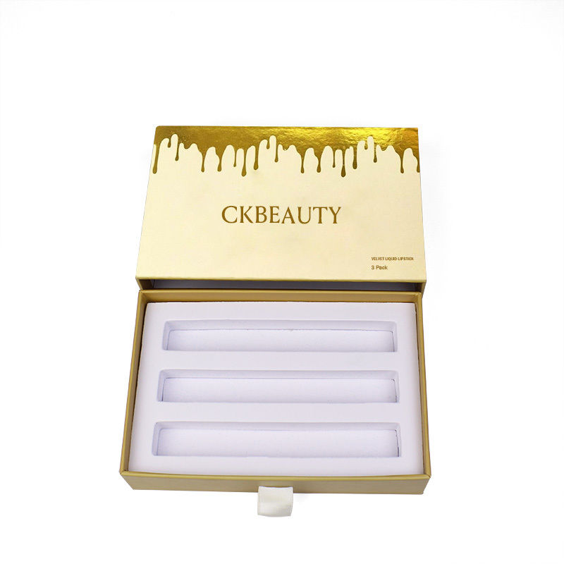 Custom Printed Sliding Drawer Lip Gloss Packaging Box With Foam Insert