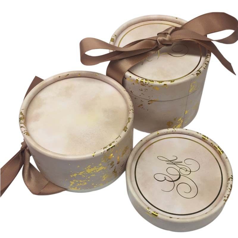 Earing Ring Cardboard Cylinder Packaging Box With Ribbon
