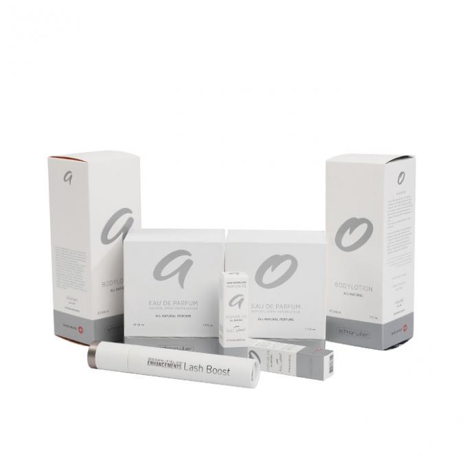 Silver Custom Lotion Box Off White Paper Skincare Packaging With Double Side Printing 0