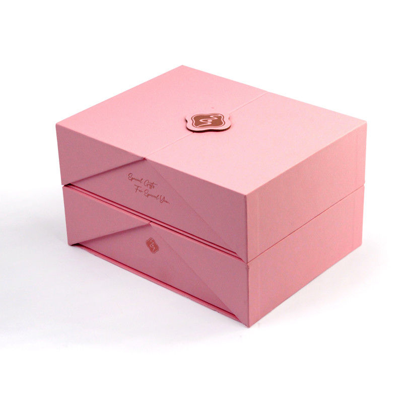 Unique pink magnetic Gift Box with Custom Design packaging for cosmetics products