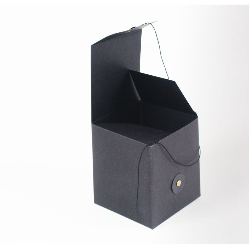 Custom Black Paperboard Box Embossed Logo For Candles With Eyelets And Ribbons