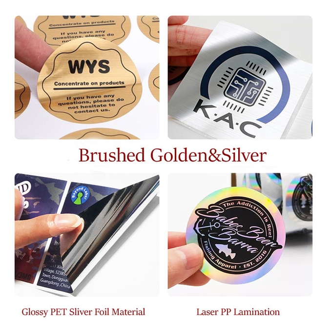 Transparent Waterproof Round Label Stickers Printing With Silver Golden Foil Text 5