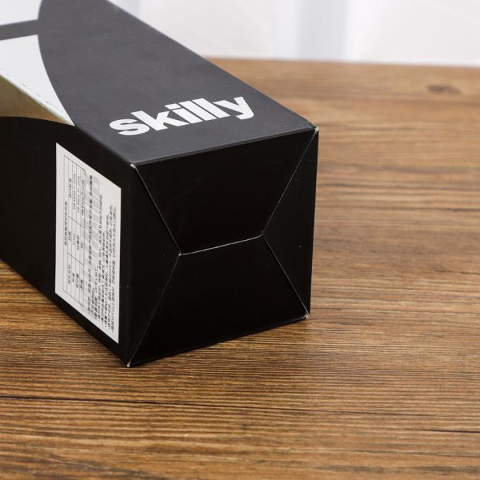 Black Foldable Paperboard Cosmetic Gift Box Packaging With Window 1