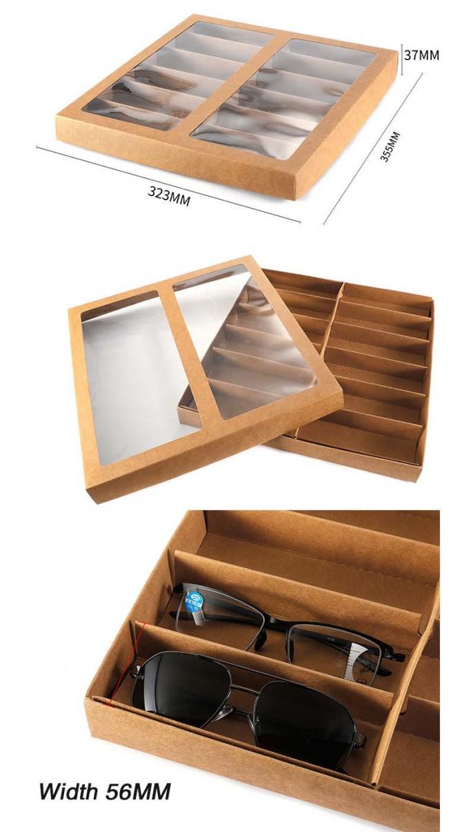 Eco Friendly 12 Pack Sunglass Display Packaging Box With Transparent Window Lid 0
