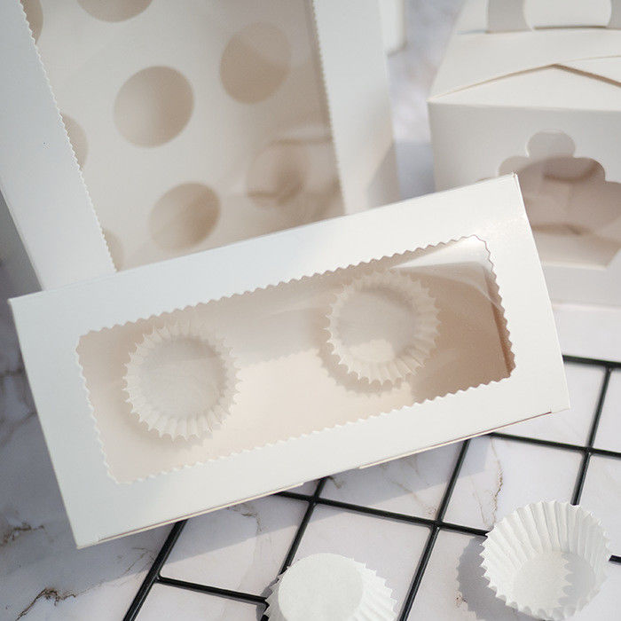 Food Grade White Cake Cardboard Box Trays With Window Hole Holders Insert