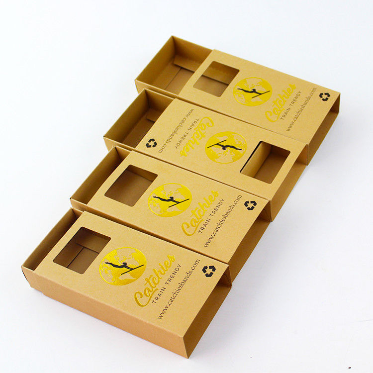 Ecological Square Sliding Kraft Packaging Box With Windows