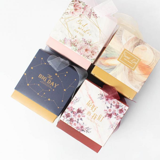 Handmade Small Wedding Jewelry Packaging Box With Pink Ribbon 0