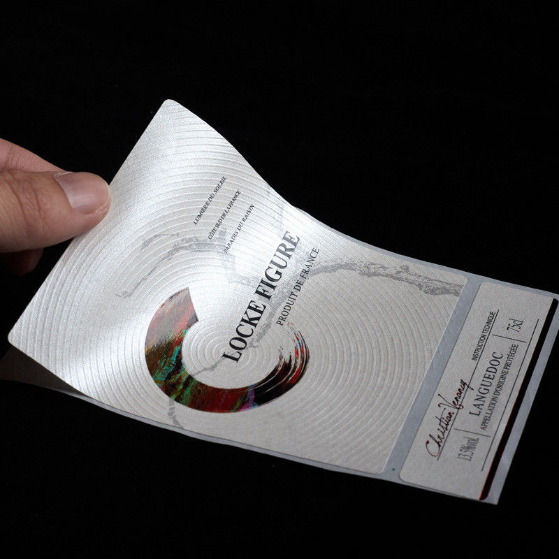 Embossed Wine Beer Custom Label Stickers Black Texture Sliver Foil Paper