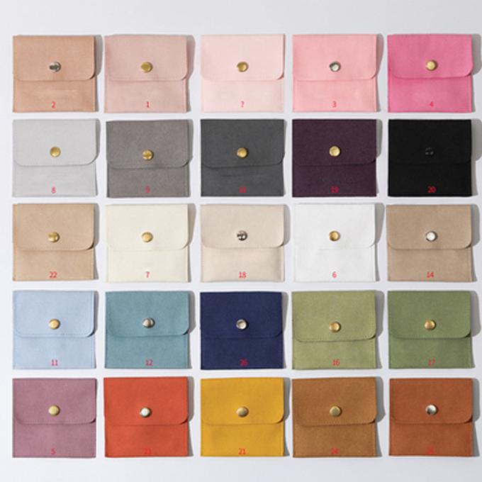 Snap Button Custom Packaging Solutions Ring Earing Storage Pouch Packaging Blue Microfiber 3