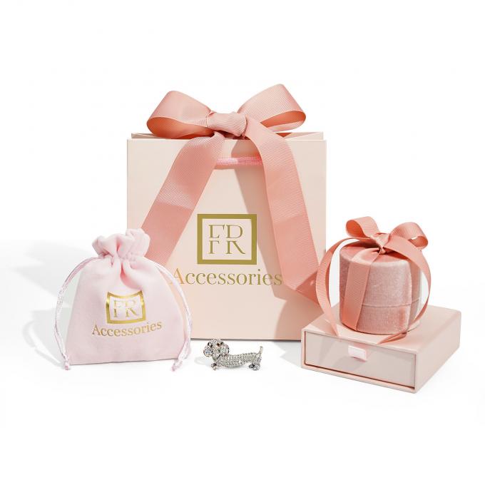 Ring Jewelry Velvet Custom Packaging Box With Ribbon Gift Pack 4