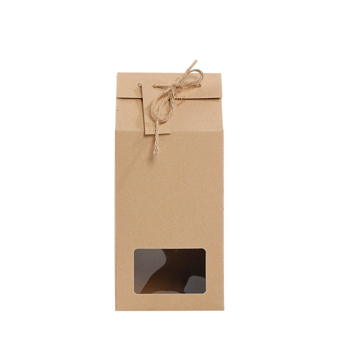 Eco Friendly Tea Food Packaging Box With Window Rope Handle