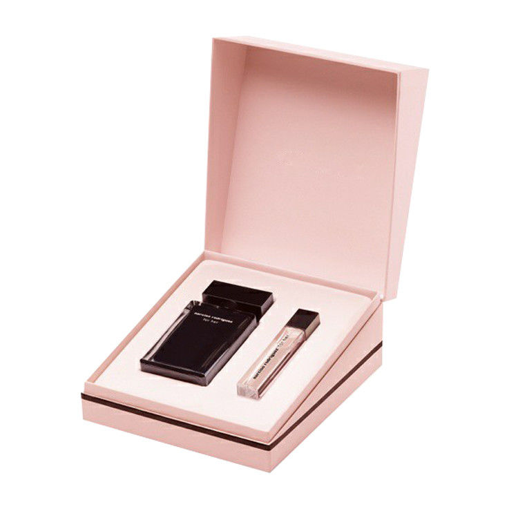 Pink Black Perfume Boxes For Custom Gift Set With Magnetic Lids And Ribbon