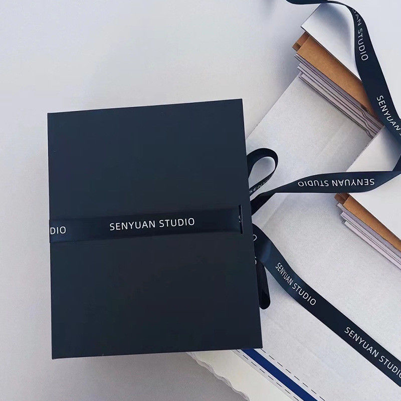 Golden Black Holiday Packaging Box With Ribbon