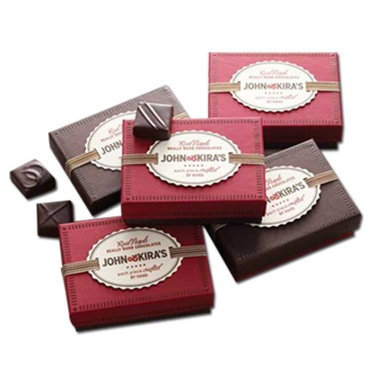Luxury Chocolate Candy Packaging Gift Boxes With Ribbon , Recycled Paperboard Rectangular Packaging Box
