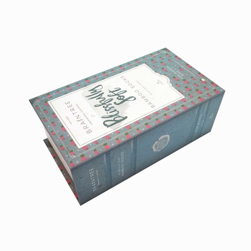 Paperboard Magnetic Flap Gift Box For 4 Packs Socks Undearwears