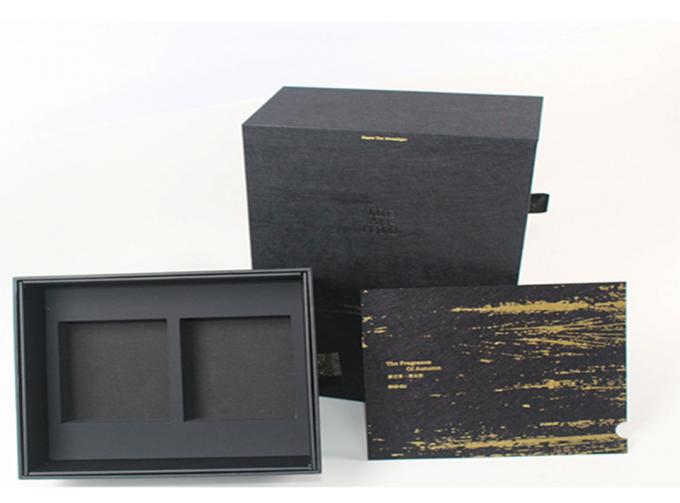 Black Luxury Paper Gift Box Packaging For Cosmetic Lotion Bottles With Foam 0
