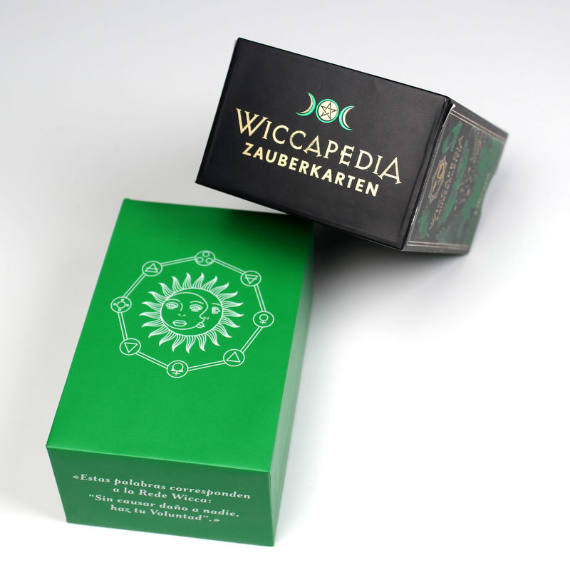Rigid Sliding Box Paper Packaging With Tray And Green Foil Stamping For Magic Cards