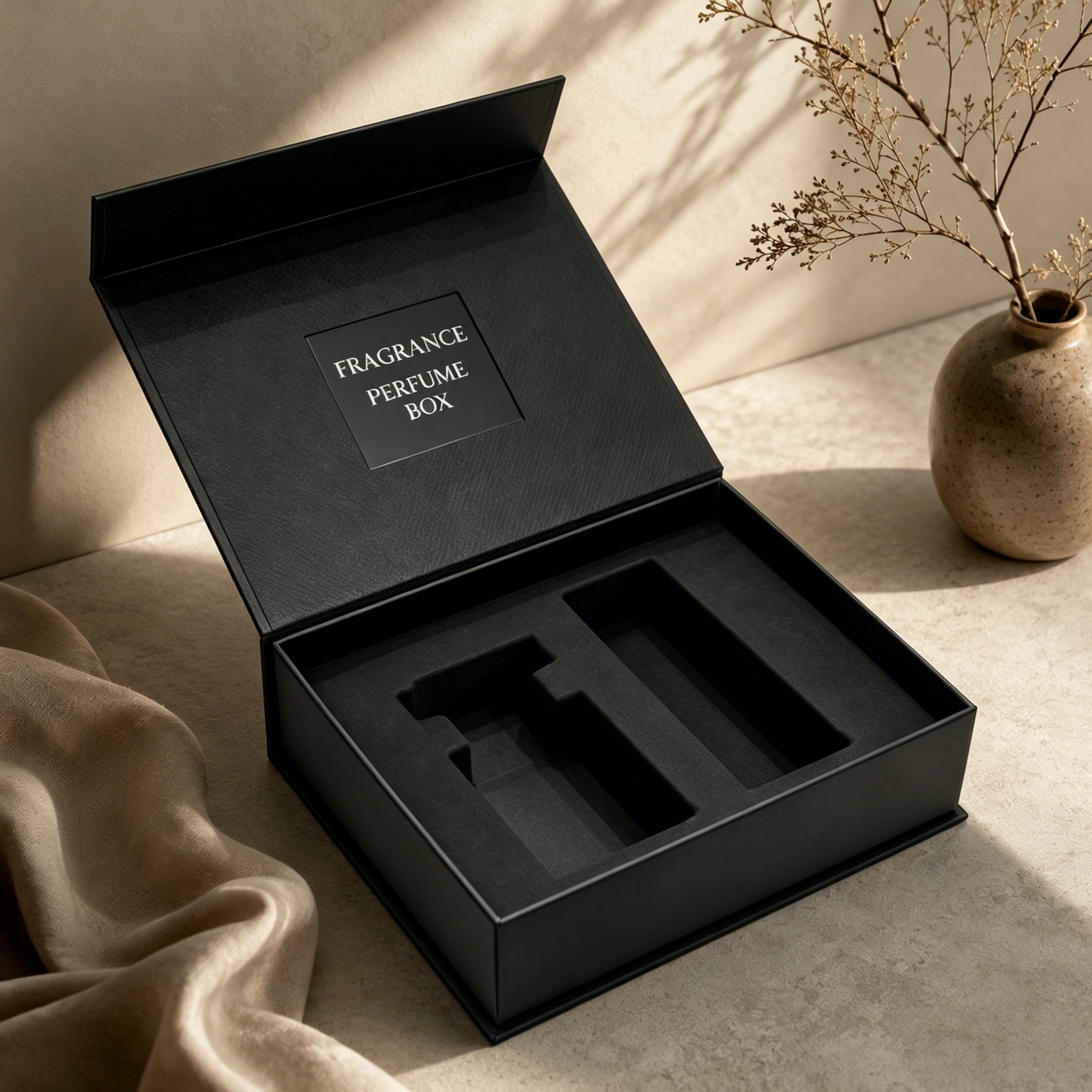 Custom Magnetic Rigid Perfume Gift Boxes With Custom Foam Inserts | Luxury Fragrance Packaging